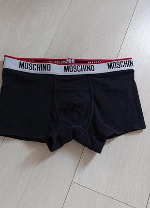 Черные боксерки базовые трусы мужские коттоновые moschino m м 10 38 46