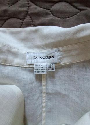 Сорочка лляна zara жіноча бежевого кольору. 0