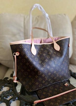 Сумка шопер пудра neverfull люкс велика містка а4