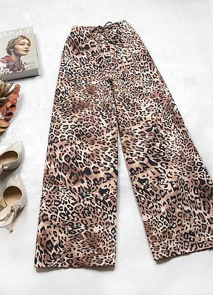 Женский брюки штаны палаццо miss selfridge леопардовым animal принтом с карманами m-l 100% хлопок