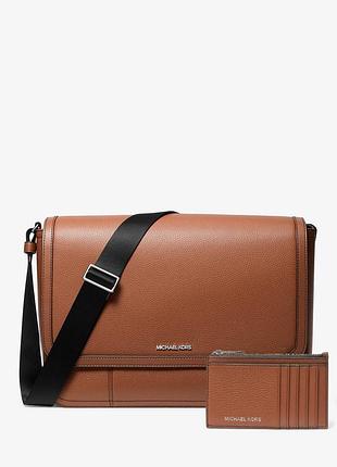Шкіряний чоловічий набір michael kors сумка через плече та картхолдер