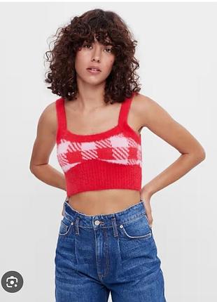 Топ пухнатий в клітинку від bershka