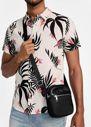 Нейлонова сумка через плече mens nylon pu stripe crossbody guess кросбоді