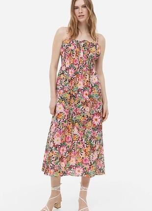 Красивий сарафан h&m оранічний коттон квітковий принт 🌸
