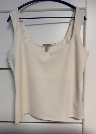 H&m топ майка молочного кольору l 50 розмір базовий жіночий топ на широких бретелях, вільний крій, елегантний мінімалізм