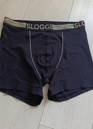 Черные удлиненные боксерки коттоновые трусы мужские базовые sloggi m l 10 12 38 40 46 48