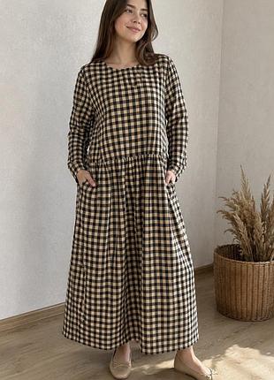 Вільна довга сукня в клітинку clothing