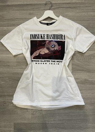 Як нова футболка унісекс аніме біла demon slayer inosuke іноске клинок який знищує демонів