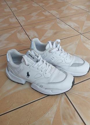 Мужские белые кроссовки сникерсы polo ralph lauren polo jgr pp 41р 26,2 см. оригинал!