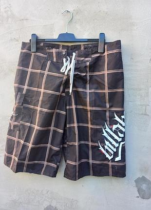 Винтажные черно-коричневые бордшорты от бренда billabong в клетку