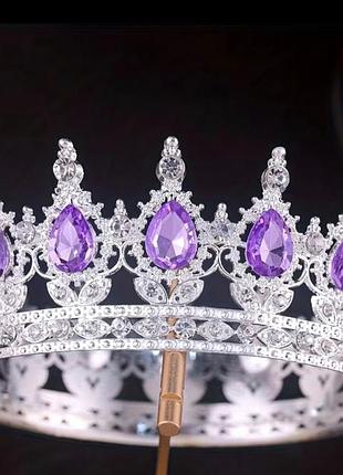 Корона срібляста с фіолетовим камінням