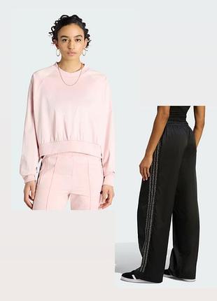 Трекінговий спортивний костюм adidas жіночий pearl firebird loose trackpants s с оригінал вільного крою з перлинами хс xs рожевий чорний