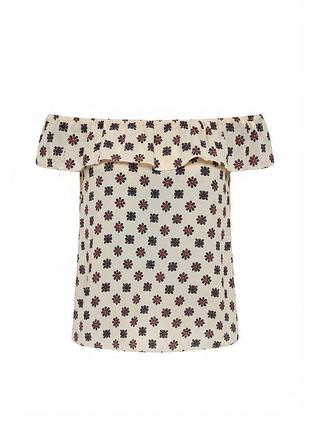 Шелковый топ red valentino в цветочный принтом, брендовая блуза с открытыми плечами и воланом