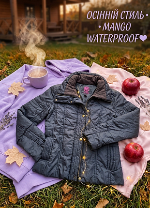 Оригінальна куртка mango waterproof l xl — чорна стьобана осіння куртка манго, водовідштовхувальна вітрівка в ідеальному стані