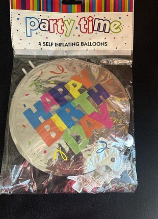 Набір самодувних кульок happy birthday на паличках,4шт.,нові