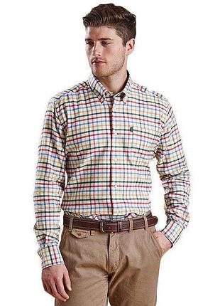 Чоловіча флісова сорочка в різнокольорову клітинку бренду barbour модель  albert оригінал