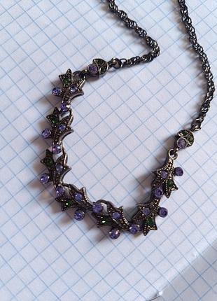 Вінтажне кольє намисто 1928 jewelry з кристалами та листочками usa.