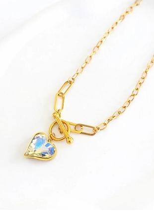 Стильное колье с радужным сердцем tld designs