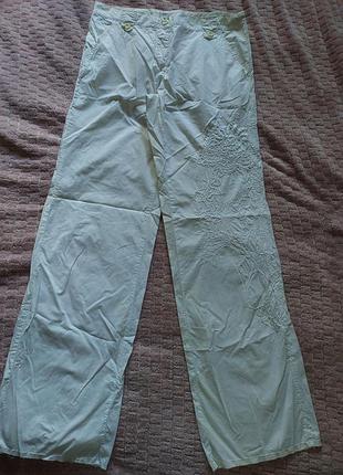 Білі літні штани iceberg ice jeans з мереживом / вишивкою, р. s (42 / w27)