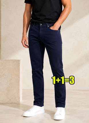 💥1+1=3 мужские синие зауженные джинсы h&amp;m, размер 44 - 46