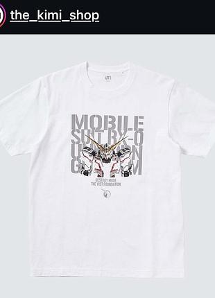 Біла футболка з принтом uniqlo