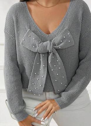 Жіночий светр з бантом і перлинами shein  xxl,  3xxl