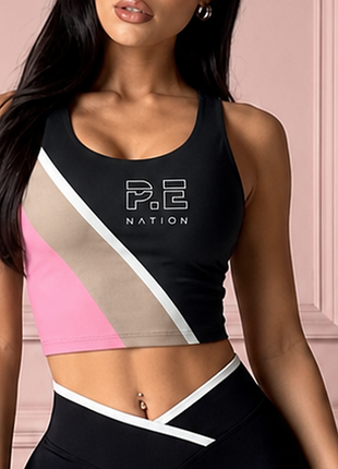 Фірмовий спортивний топ🖤подвійна тканина ⚡ p.e nation x h&m 💖 спортивний кроп-топ 🏋️‍♀️ для фітнесу та йоги s-m