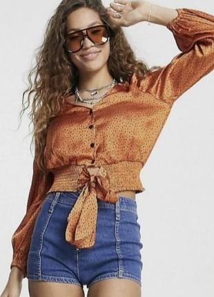 🧡 руда сатинова блуза topshop