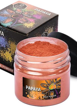 Слюдяний пігментний порошок papaya (оранжевий) для смоли мила макіяжу манікюру soap shop банка 57 грам