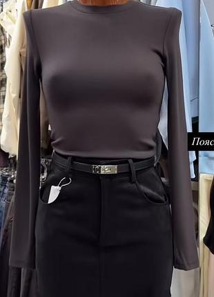 Шоколадный лонгслив лонг стиль zara