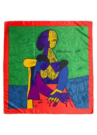 Великий арт-платок / хустка-каре з принтом картини picasso (пабло пікассо) | розмір 89х87 см | 100% поліестер