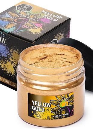 Слюдяний пігментний порошок yellow gold (золото) для смоли мила макіяжу манікюру soap shop банка 57 грам