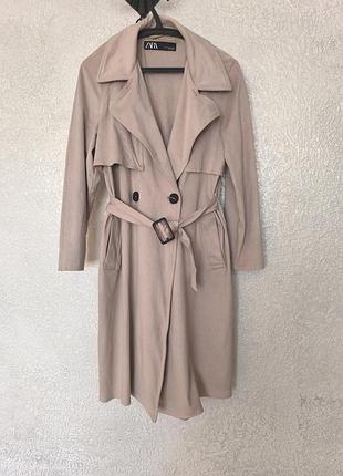 Тренч пальто плащ zara p.xs бежевий