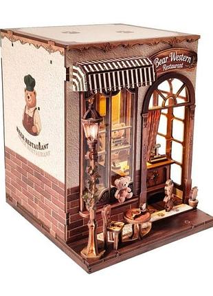 Румбокс магазин десертов мишек интерьерный конструктор roombox diy bear western restaurant sj-039