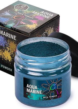 Слюдяний пігментний порошок aquamarine (аквамарин) для смоли мила макіяжу манікюру soap shop банка 57 грам