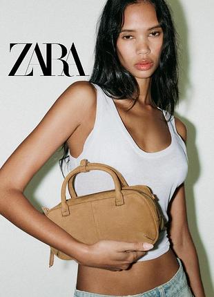 Стильная сумочка zara из натуральной замши