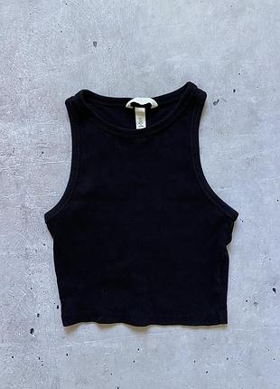 Чорна майка в рабчик h&m