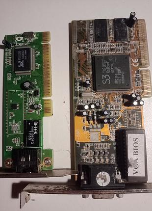 Відеокарта agp s3 trio 3d/2x + мережева карта pci rtl8139d