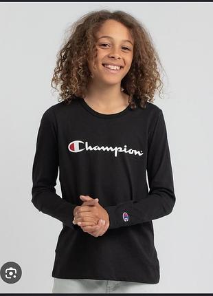 Черный базовый лонгслив champion