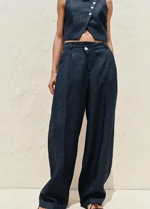 Штаны палаццо льняные zara