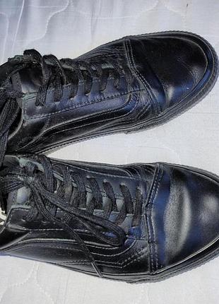 Черные кожаные кеды vans old skool leather total black (оригинал) — eu 38 (24 см)