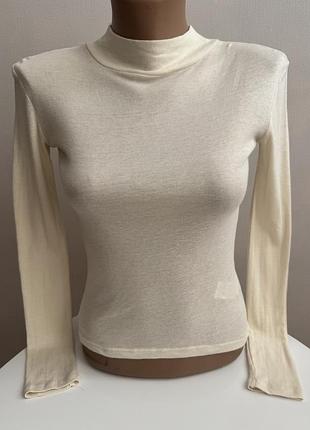 Молочний напівпрозорий лонгслів з ліоцелу zara xs-s