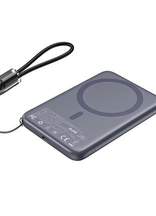 Повербанк 5000mah choetech b861 grey 20w qc3.0 pd3.0 бездротова магнітна зарядка magsafe (43-00167)