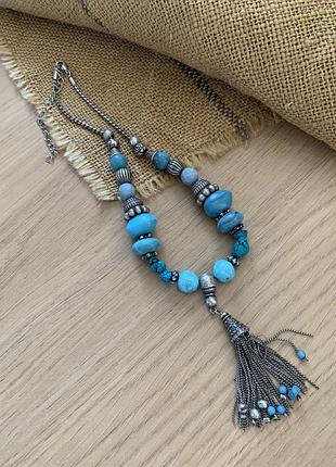Етнічне кольє з китицею в стилі boho-chic