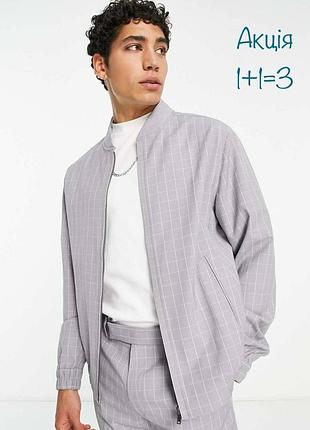 Элегантная куртка-бомбер asos design в серую клетку