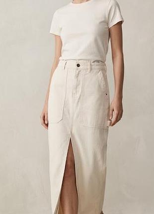 Белая джинсовая прямая юбка zara