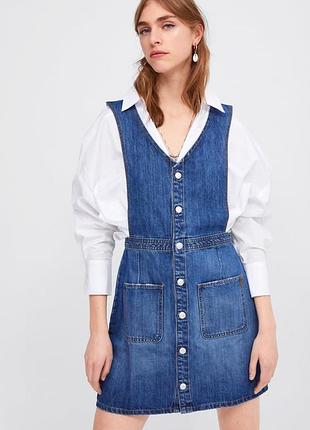 Zara basic — джинсовий синий сарафан на ґудзиках