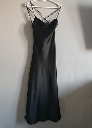 Атласное платье zara черная