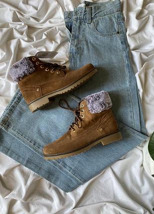Кожаные, нубук женские зимние ботинки wrangler alaska fur-s 39 (25см.)