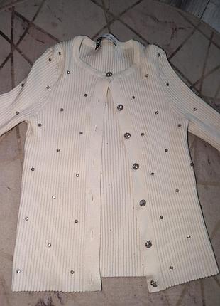 Кофточка zara з камінчиками на застібках . для дівчинки на ріст 146